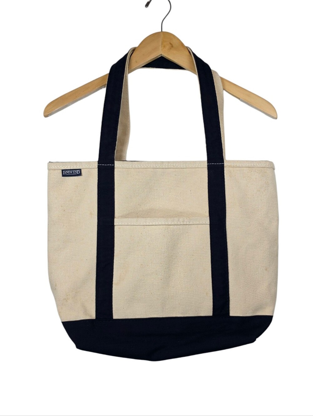 Lands’ End Canvas Tote Bag Navy Cream Chicago McCormick Place Boat Vacation